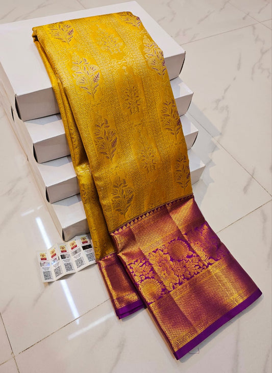 “Royal Marigold – Pure Kanchipuram Handloom Silk Saree"