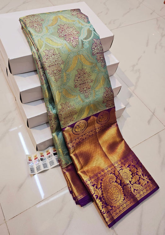"Pride of Kanchipuram, Golden Zari Elegance" --- Pure Kanchipuram Handloom Silk Saree