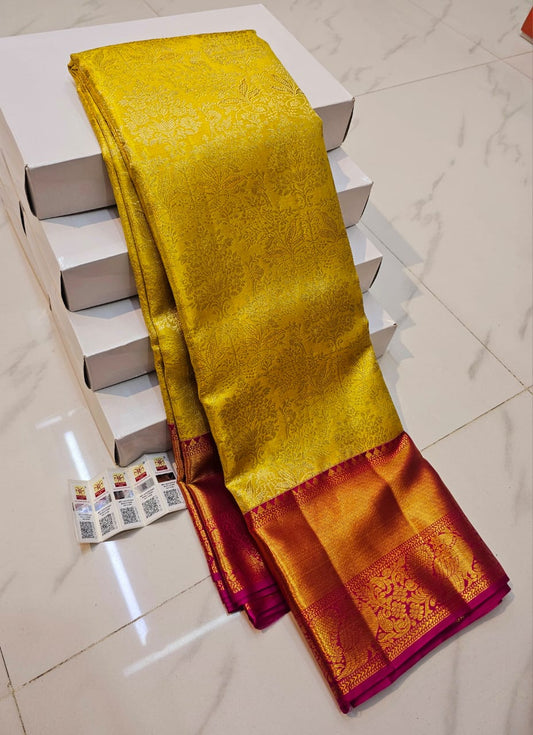 "Golden Temple Aura" - Pure Kanchipuram Handloom Silk Saree