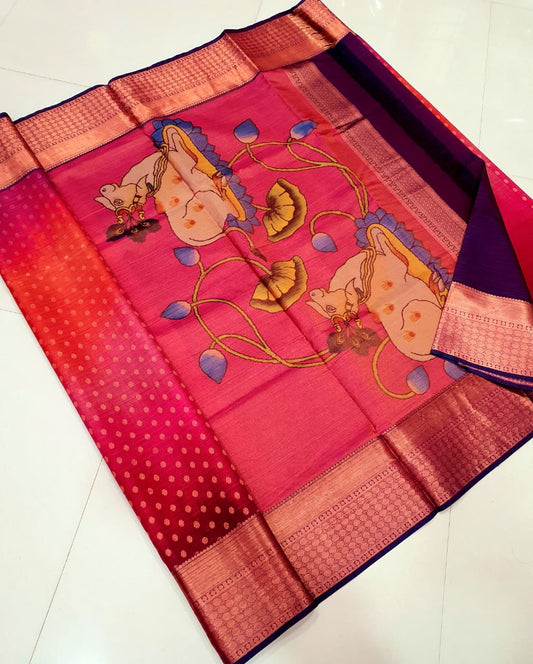 🌺 “Gokula Charm – Semi Silk Divine Saree” 🌺